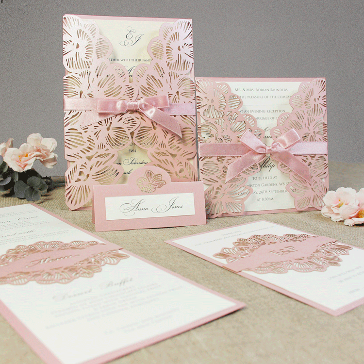 Intricate Orchid Laser Cut Gatefold Wedding RSVP / Thank you