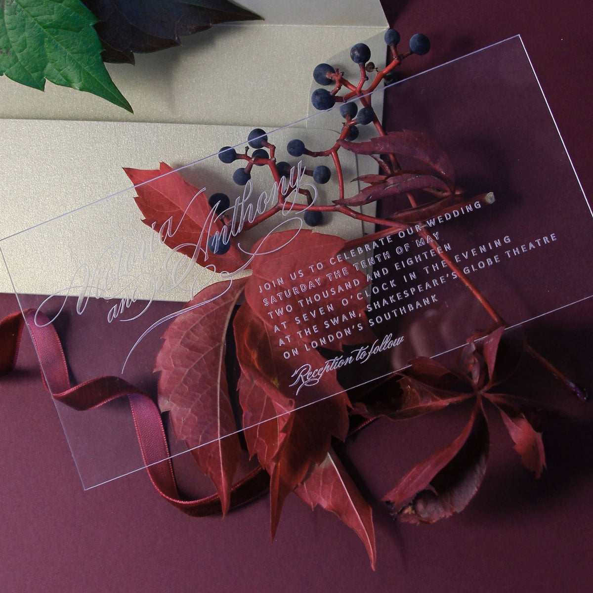 Acrylique perspex voir à travers l'invitation Plexi - gravée