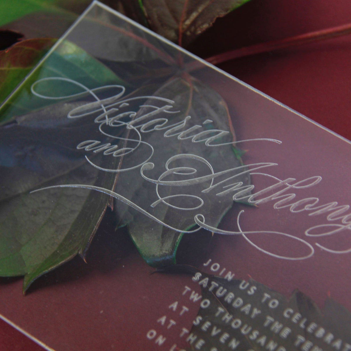 Perspex Acrylic See Through Plexi Invitation - Engraved