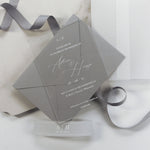 Vellum Wrap with White Ink Design Perspex Acrylic See Through Plexi Invitation - Engraved