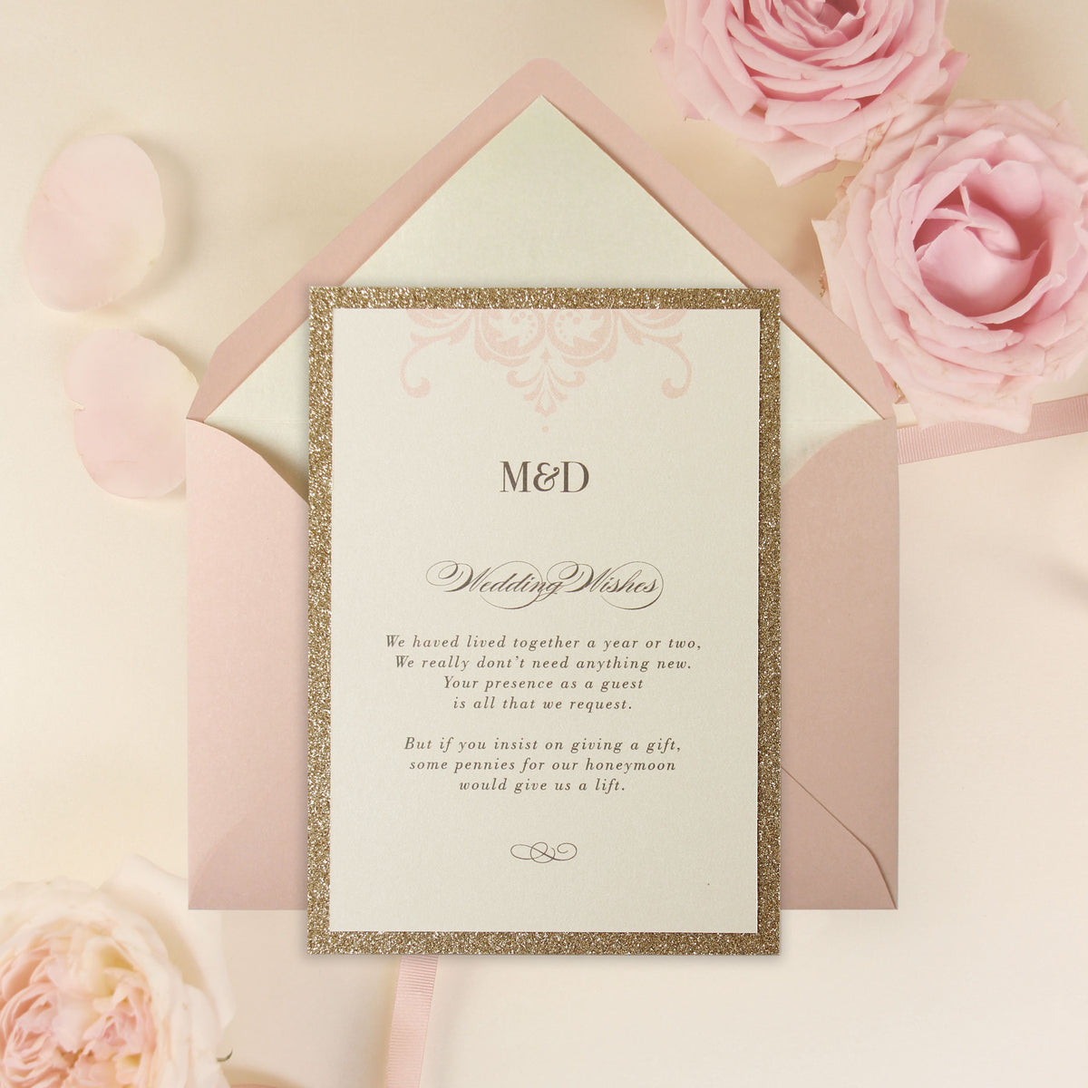 Ajouter: Rose Pink Opulence Luxury Matching Gift Wish et Insert supplémentaire