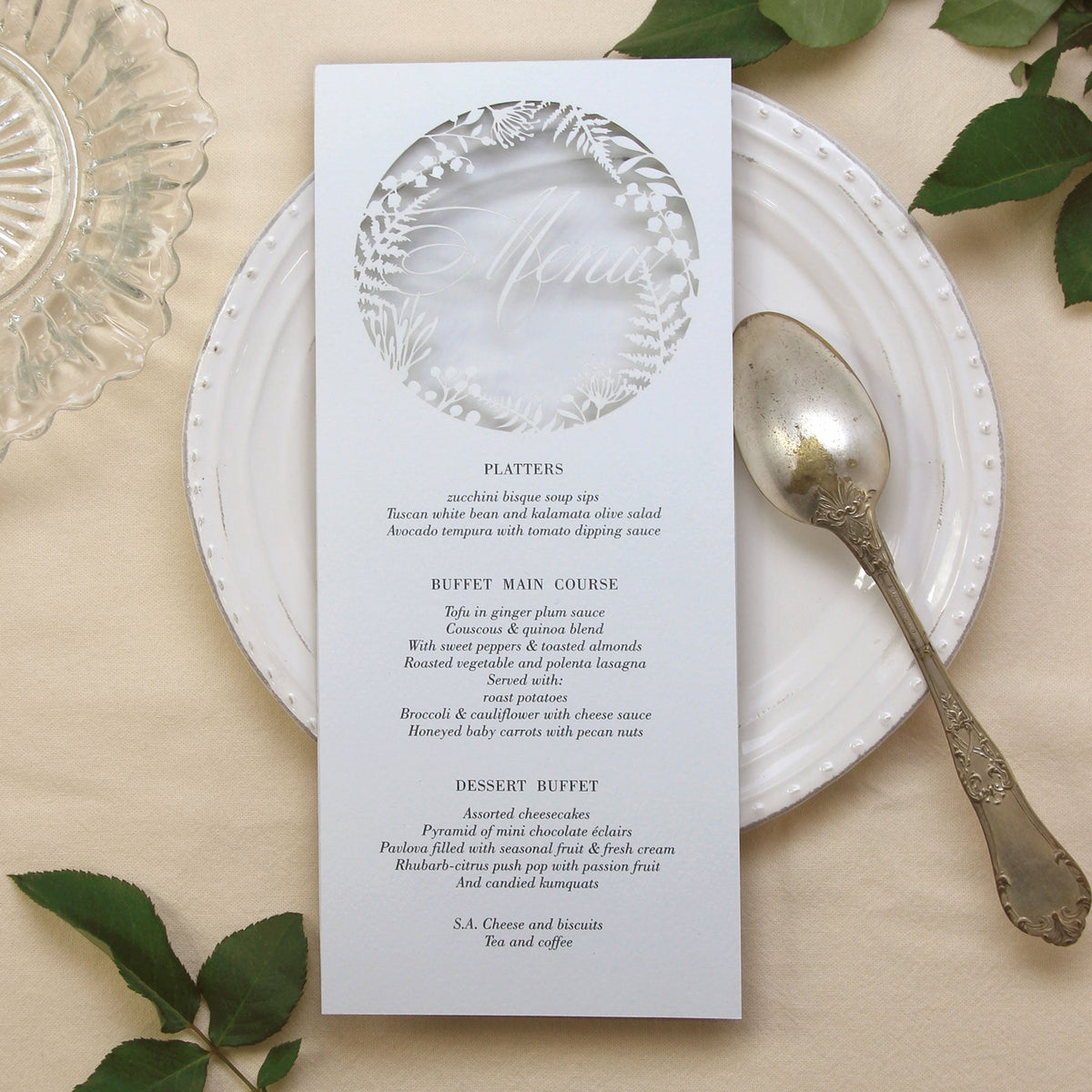 Fern laser cut menu