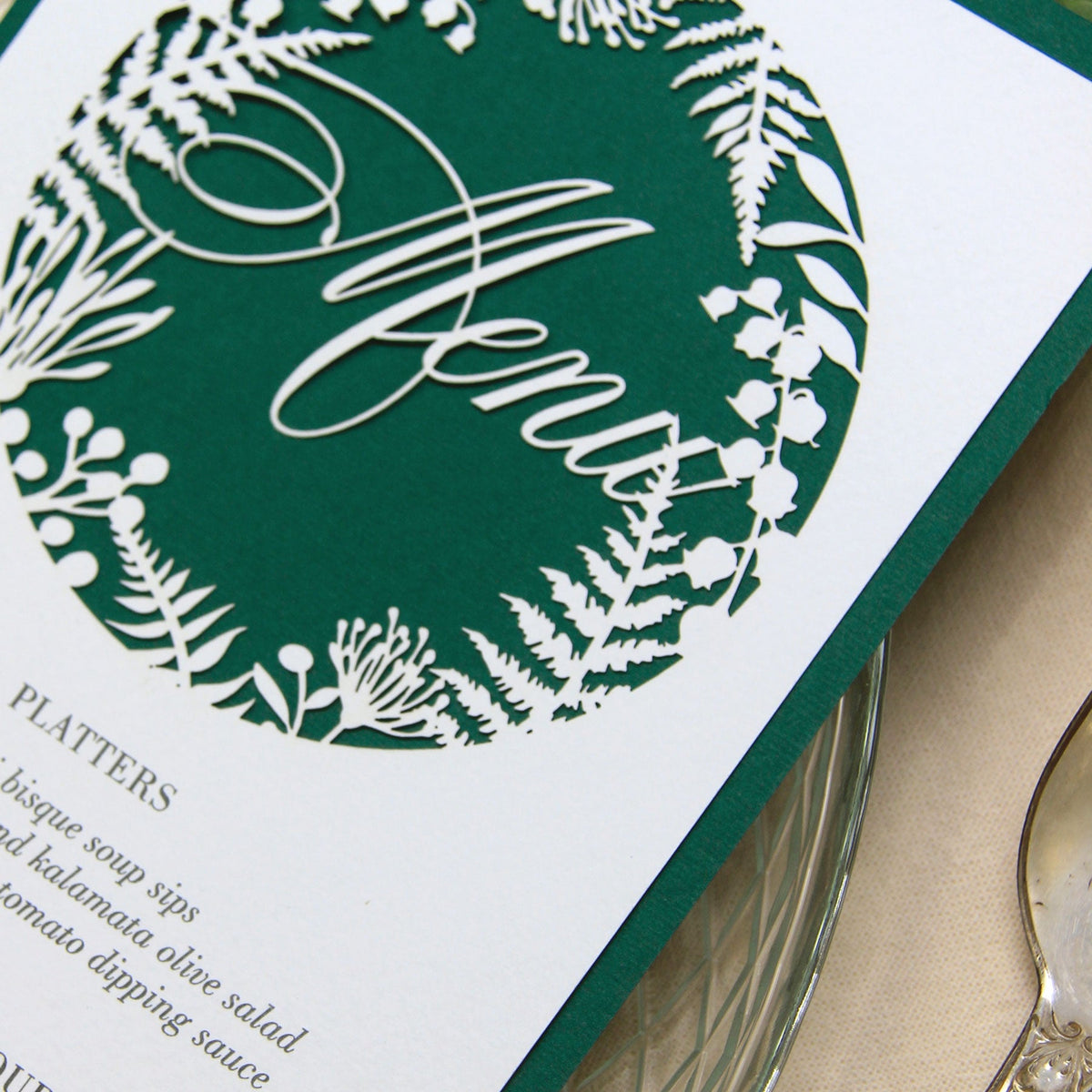 Forrest Green Green Fern Laser Cut Menu