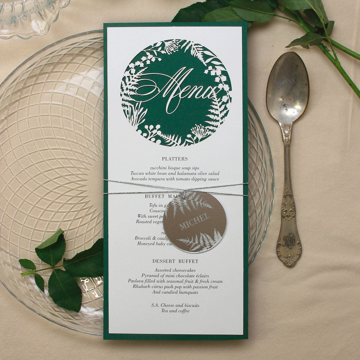 Forrest Green Green Fern Laser Cut Menu