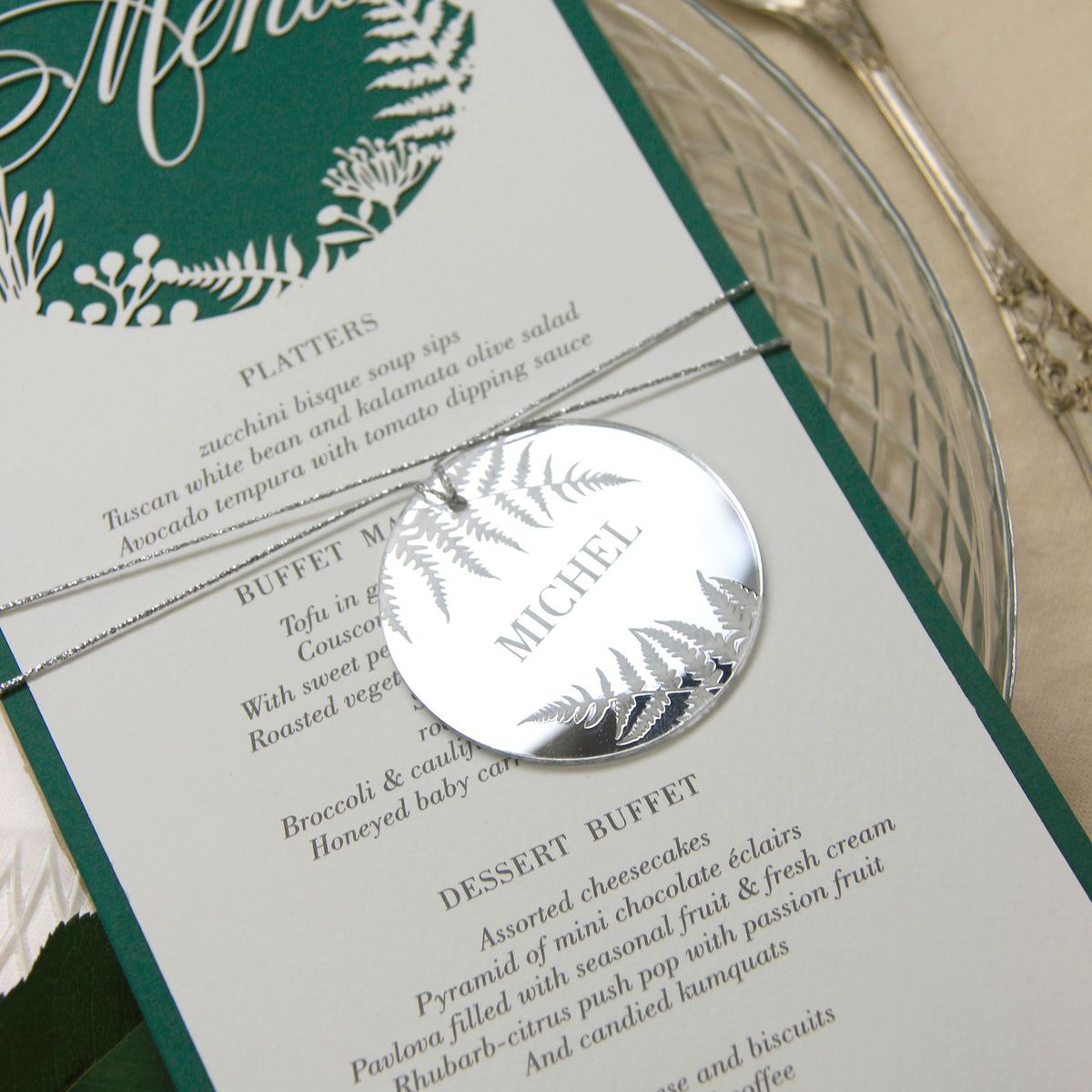 Forrest Green Green Fern Laser Cut Menu