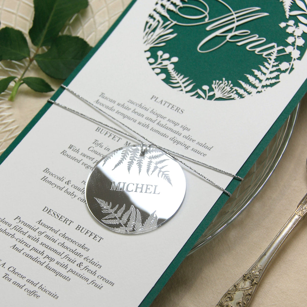 Forrest Green Green Fern Laser Cut Menu