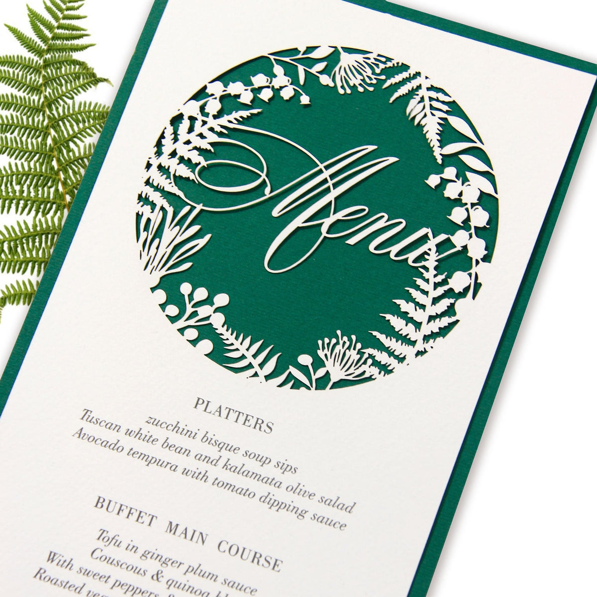 Forrest Green Green Fern Laser Cut Menu