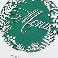 Forrest Green Fern laser cut menu