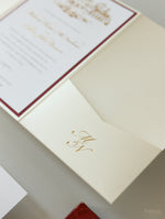 Venue : Hodsock Priory Wedding Invitation in Red & Gold  | Bespoke Commission M&N