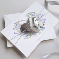 Lavender Purple Save the Date with Silver Mirror Geometric Heart Plexi Magnet
