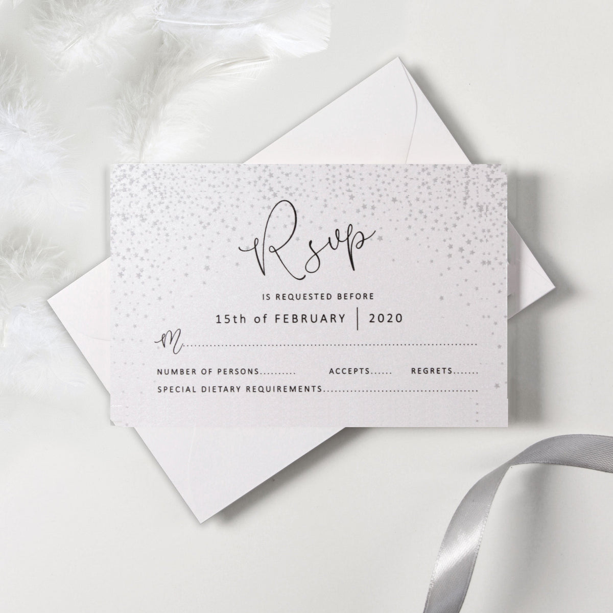 White Winter a Snowflake RSVP Card